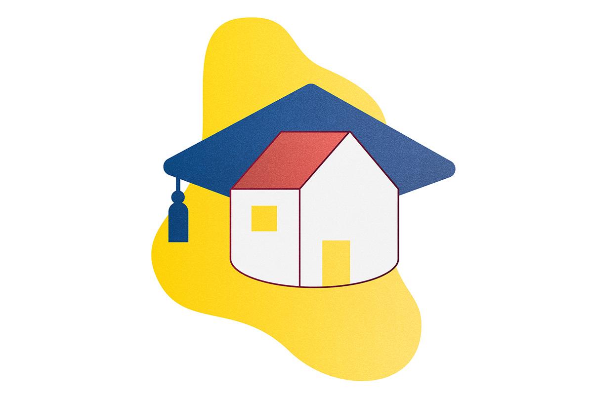 Illustratie Studenten (ver)bouwen huis